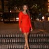 Vestido Corto MILA – Manga Larga y Escote Redondo Rojo